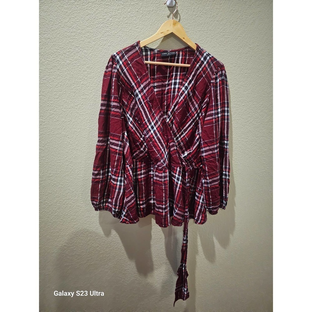 Women's Lane Bryant, sz14, wrap blouse, red plaid